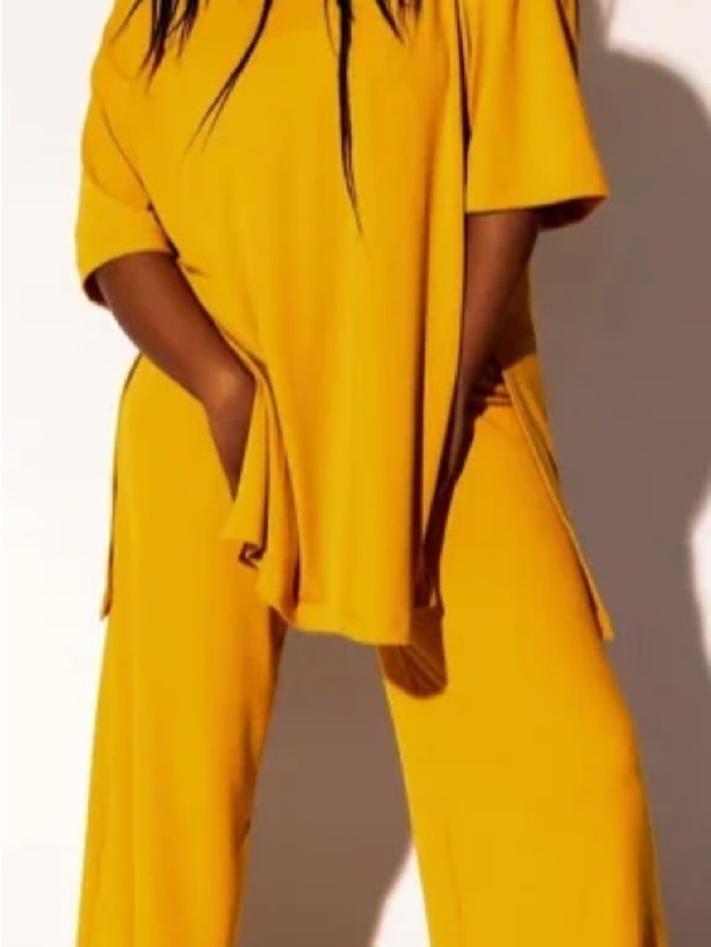 Dressed in LALA Mustard Yellow Wide-Leg Pant Set